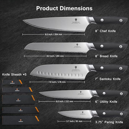 10 PCS Knife Set with Knife Sheath, Japanese Kitchen Knife Set with 5 Layers - Image 7