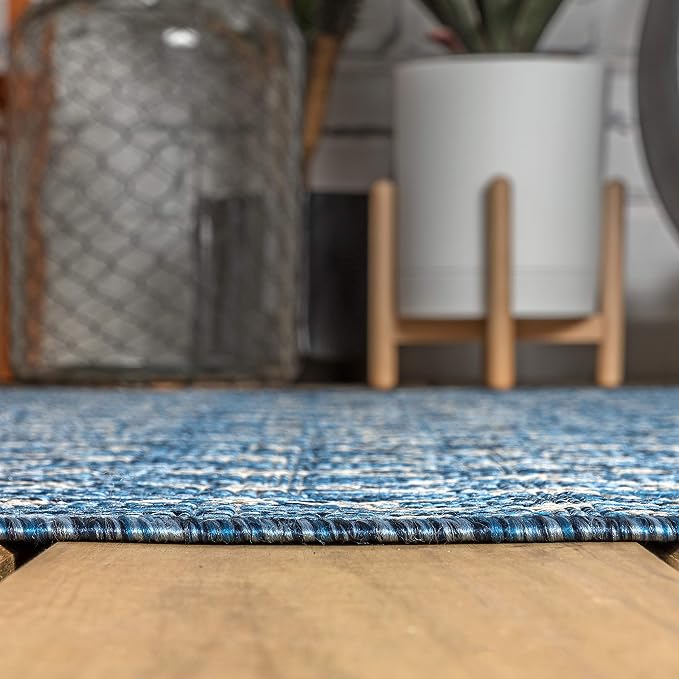 JONATHAN Y Moroccan Geometric Indoor Outdoor Square Area Rug 3X3 Navy/Light Gray - Image 7