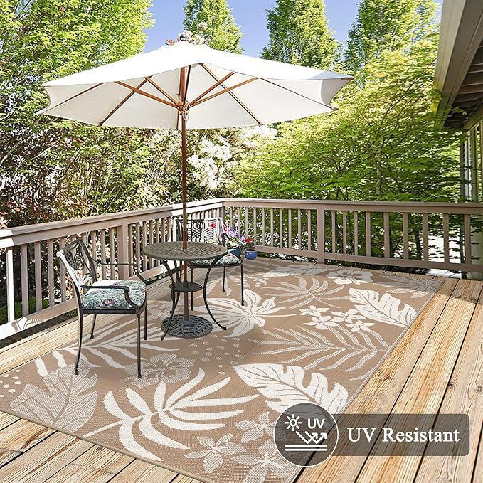 Pauwer Waterproof Outdoor Rug 6x9, Reversible Plastic Straw Patio Camping Rug - Image 4