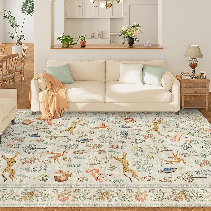DUKINO 6x9 Rug, Washable Animal Living Room Rug - Image 3
