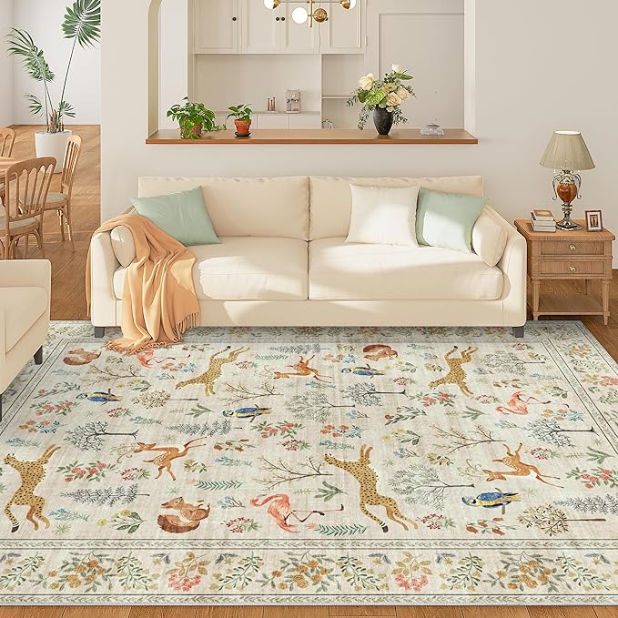 DUKINO 9x12 Rug, Washable Animal Living Room Rug - Image 3