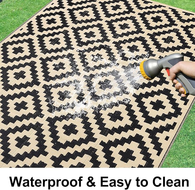 Smiry Waterproof Outdoor Rug 6x9 ft, Reversible Plastic Straw Patio Camping Rugs - Image 2