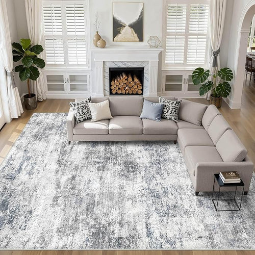 10x14 Area Rugs Living Room: Washable Large Abstract Neutral Modern Soft Rugs by LOONGRUG
