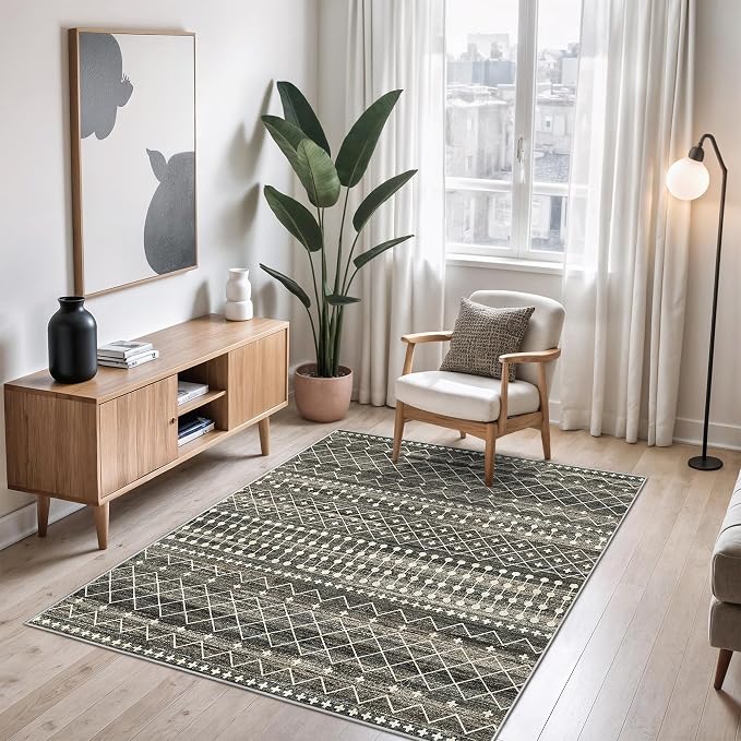 3x5 Washable Rug Moroccan Small Entryway Rug Non Slip Indoor Floor Carpet - Image 7