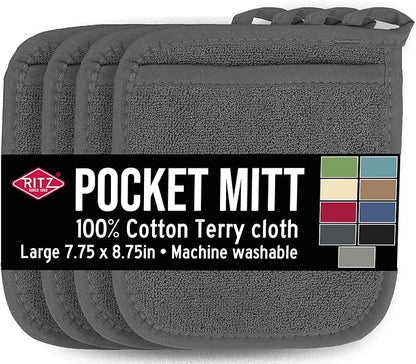 RITZ Terry Pocket Mitt & Hot Pad: Unparalleled Heat Resistant, Durable 100% by Ritz+Foodservice