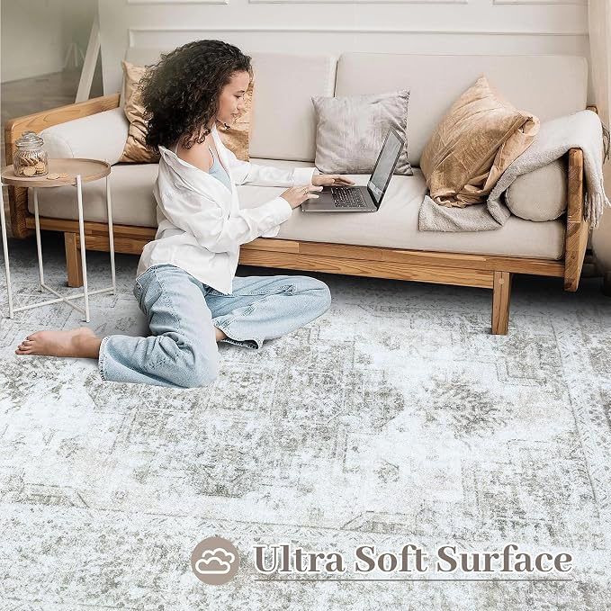 XLUEZ Area Rug 10x14 Living Room Rugs, Machine Washable Vintage Distressed - Image 4