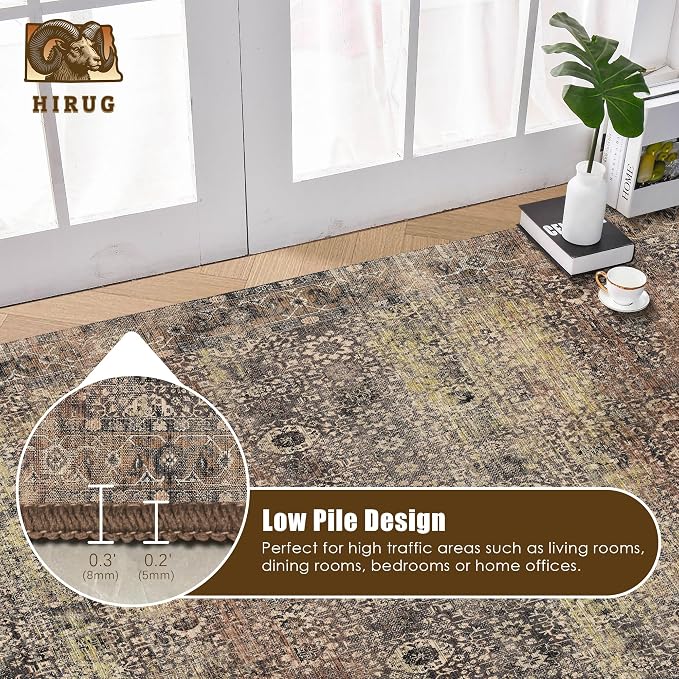Washable Area Rug 8' x 10' Vintage Traditional Persian Mat - Image 5