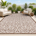 JONATHAN Y Vintage Filigree Indoor Outdoor Area Rug 4X6 Taupe/Espresso by JONATHANY