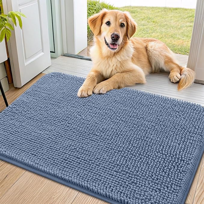 Smiry Dog Door Mat for Muddy Paws 34x21, Absorbent Dirt Trapper, Non-Slip by Smiry