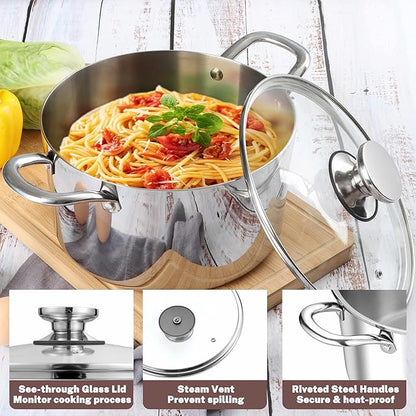 Herogo 4 Quart Stock Pot, 18/10 Stainless Steel Cooking Pot - Image 4