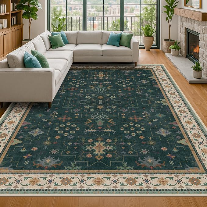 Hazo Haus Dark Green Oushak Living Room Rug 10x14 - Image 10