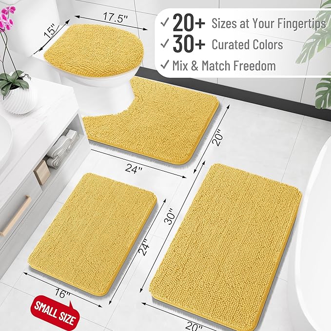 OLANLY Small Bathroom Rugs 24x16, Extra Soft Absorbent Chenille Bath Rugs - Image 2