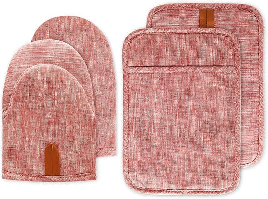 4Pcs Heat Resistant Oven Mitts & Potholders, Flexible Kitchen Accessories by Unknown