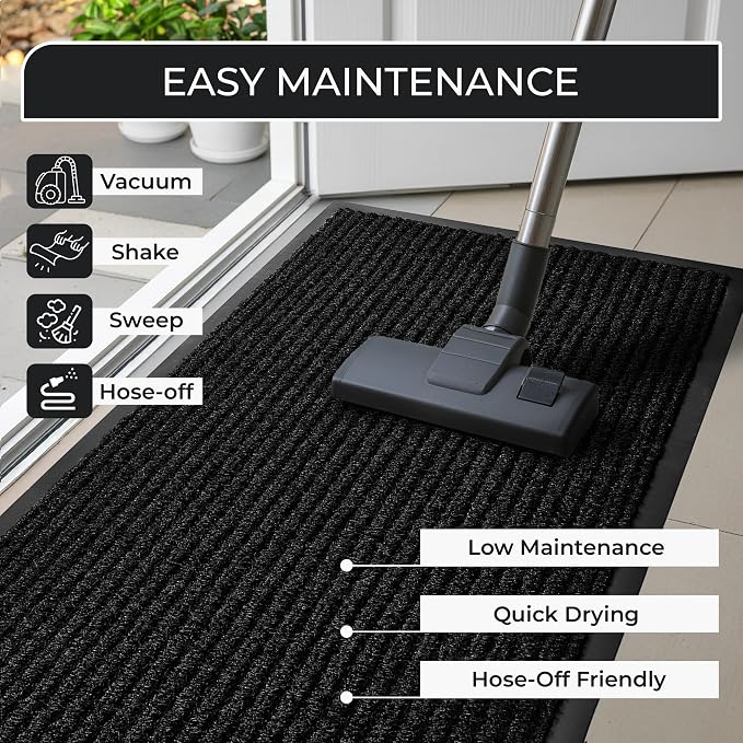Commercial Door Mat 3'x10' Black, Heavy Duty Industrial Floor Mat - Image 3