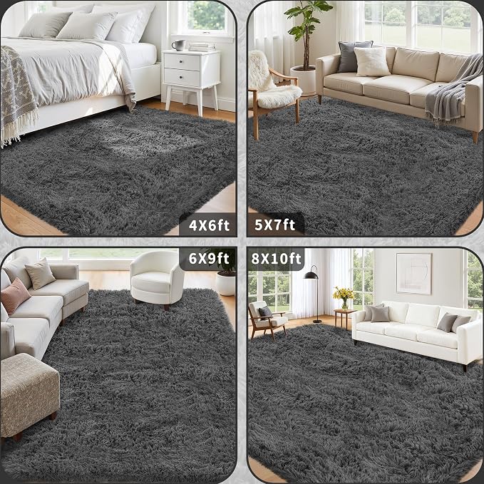 5x7 Area Rug for Living Room: Ultra Soft Fluffy Rug Modern Large Thicked Shag - Image 5