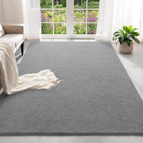 7x10 Feet Grey Area Rugs for Bedroom, Indoor Washable Memory Foam Rug for - Image 2