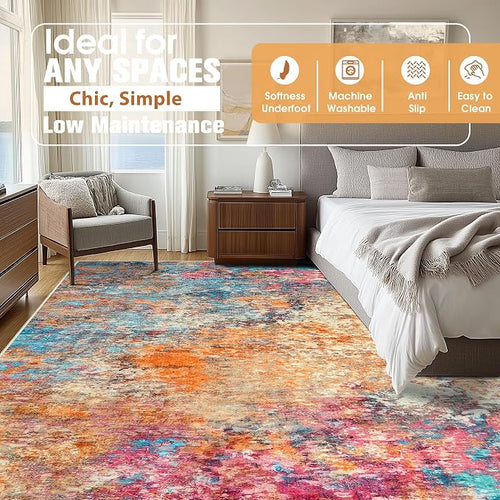 10x14 Area Rugs for Living Room Rug Washable: Abstract Large Rug Indoor Modern - Image 2