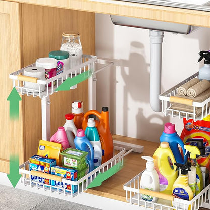 Merrylun Under Sink Organizers, 5 Adjustable Height，Metal Pull Out Under Sink - Image 2