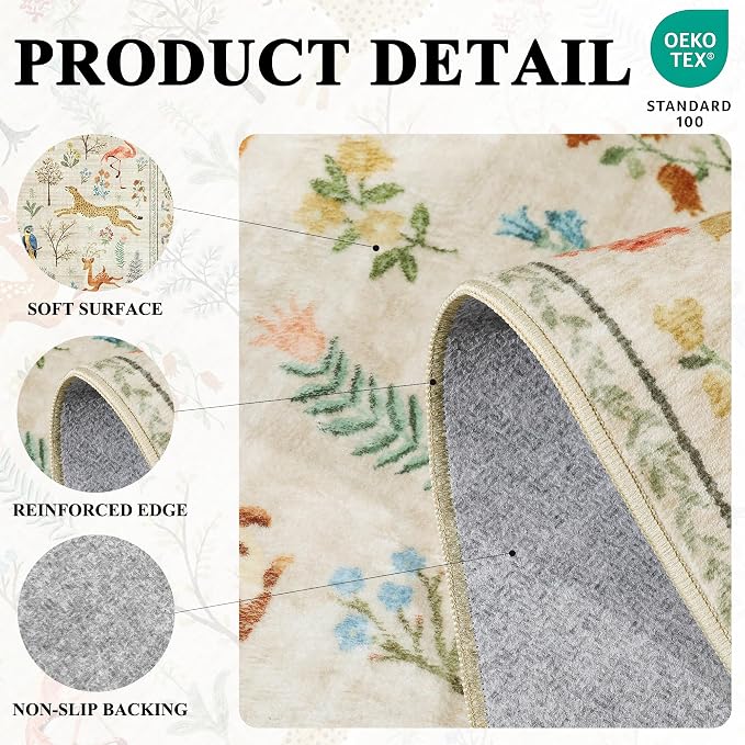 DUKINO 4x6 Rug, Washable Animal Area Rug - Image 4