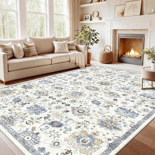 AMADA HOMEFURNISHING 10x14 Washable Area Rug, Low-Profile Large Area Rug by AMADAHOMEFURNISHING