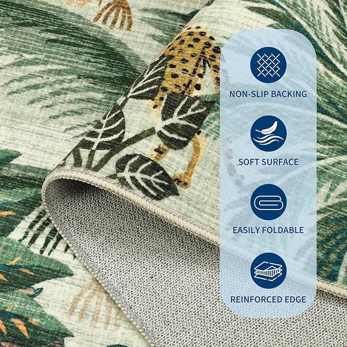 GarveeHome Area Rugs 8x10 for Living Room, Jungle Animal Large Washable Rug - Image 4
