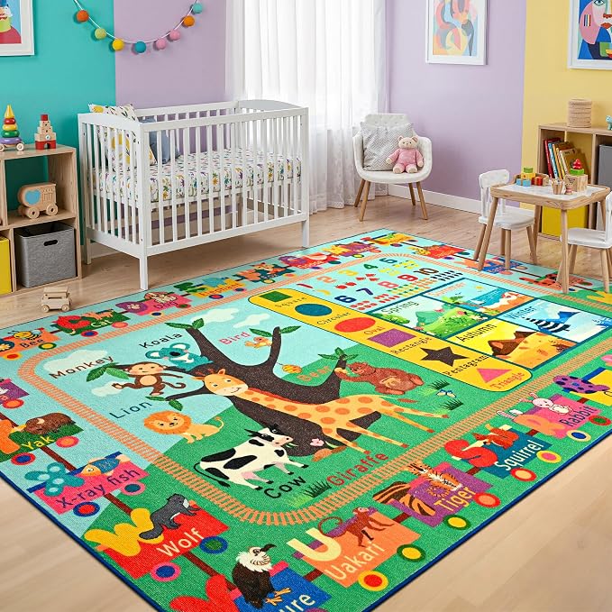 Maxsoft Kids Rug for Playroom, Educational 4x6 Play Mat for Classroom, Washable - Image 2