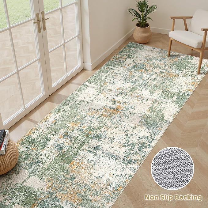 Runner Rug Kitchen Washable Rugs: 2x6 Non-Slip Abstract Soft Modern Stain - Image 3