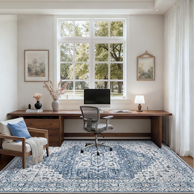 4x6 Area Rugs for Living Room: Washable Rug Soft Vintage Boho Medallion Carpet - Image 6