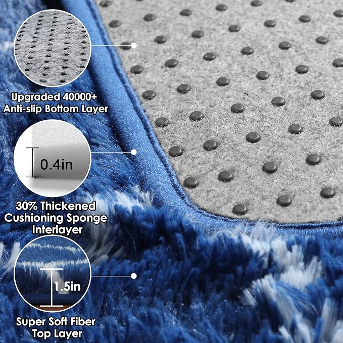ONASAR Large 8x10 Area Rugs for Living Room, Fluffy Geometric Navy and White - Image 4