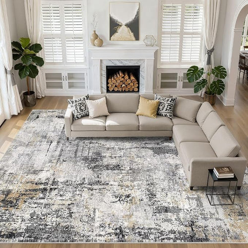 10x14 Area Rugs Living Room: Washable Large Abstract Soft Stain Resistant by LOONGRUG