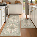 Boho Kitchen Mats for Floor 2 Piece Set Anti Fatigue Cushioned PVC Kitchen Rugs by tubeamin