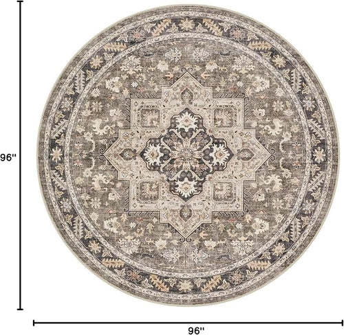 8ft Round Vintage Living Room Area Rug - Image 2
