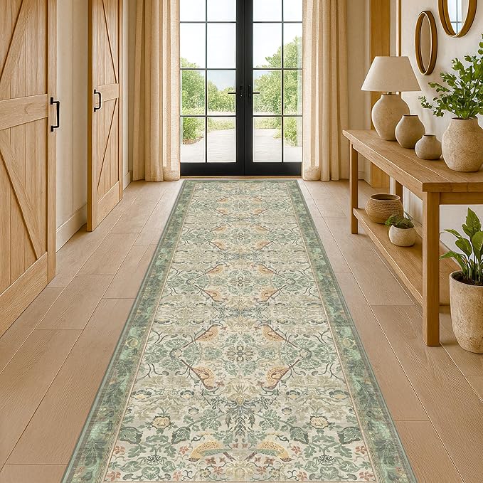 Sage Green10 ft Long Runner Rugs by HazoHaus