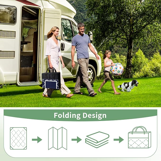 GENIMO Outdoor Rug 8' x 10' Patio Waterproof, Foldable Reversible Plastic Straw - Image 7