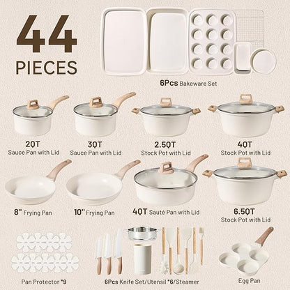 CAROTE 44pcs Pots and Pan Set Nonstick, Cookware Sets, Cooking Set Non Stick - Image 2