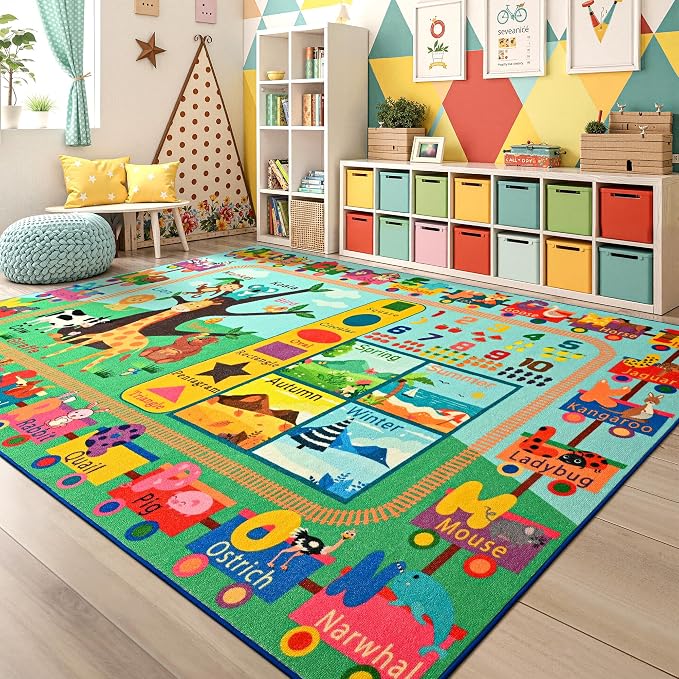 Maxsoft Kids Rug for Playroom, Educational 4x6 Play Mat for Classroom, Washable - Image 7