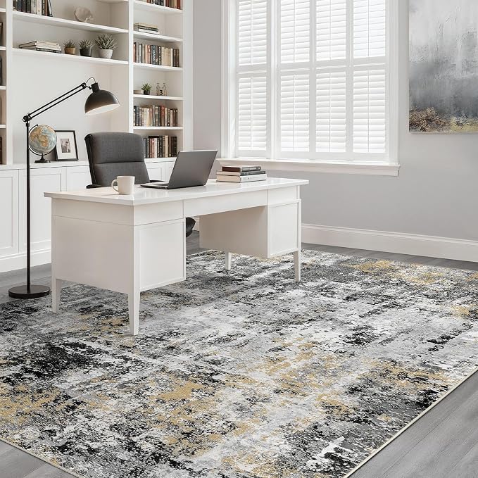 5x7 Area Rugs Living Room: Washable Large Abstract Neutral Modern Soft Rug - Image 6