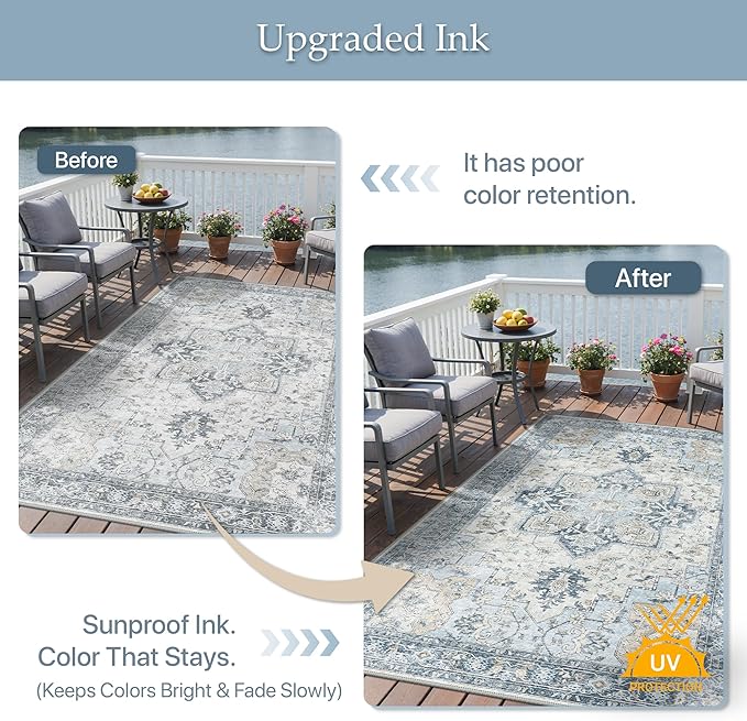GENIMO Indoor & Outdoor Area Rug 8'x10', Waterproof, Non-Shedding, Easy Cleaning - Image 5