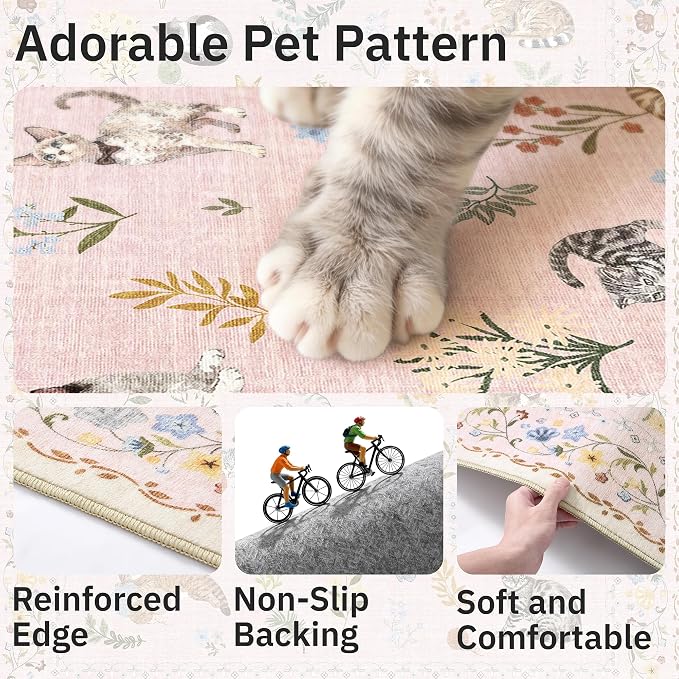 Soalmost Cat 5x7 Pink Area Rugs - Image 7