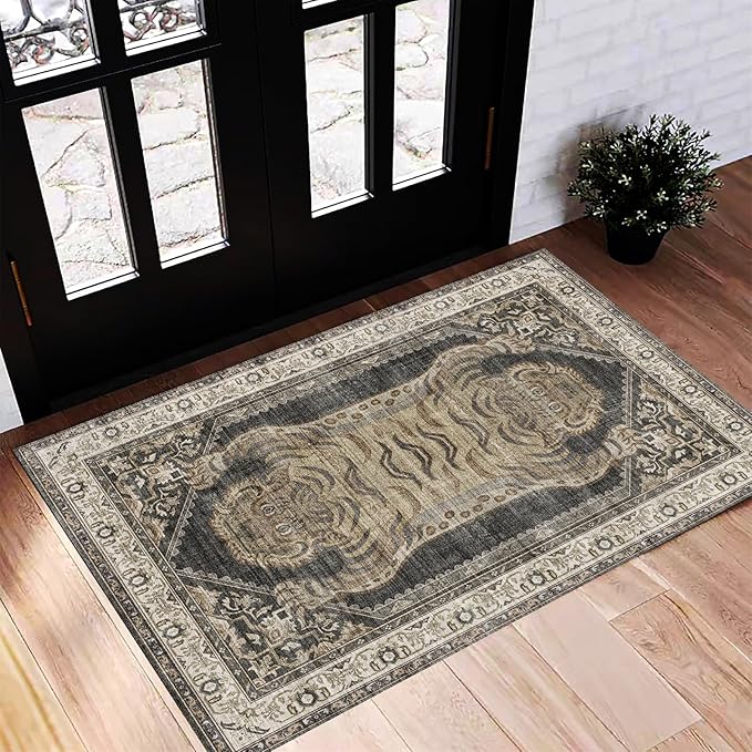 CHAMPLANT Washable Area Rug 2'x3' Door Mat Vintage Distressed Doormat Indoor by CHAMPLANT