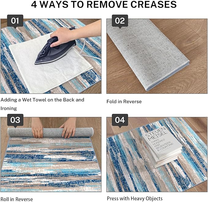 Lansny Small Abstract Area Rug, Entryway Rug Washable Door Mat Indoor Entrance - Image 5