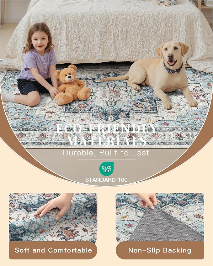 Madane Runner Rug 2x8, Washable Hallway Runner Rugs, Non-Slip Low-Pile Soft - Image 6