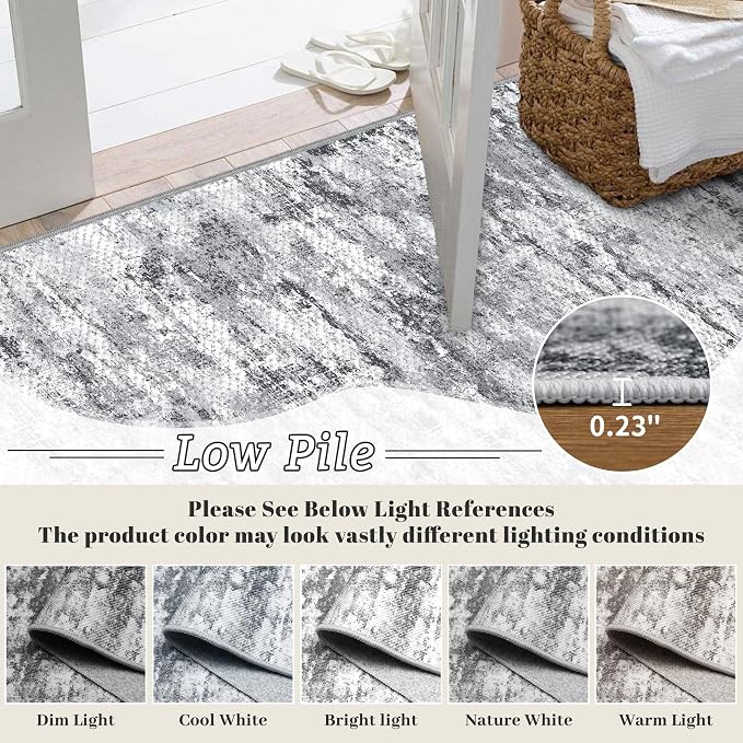 Abstract Washable Runner Rug 2x6, Hallway Rug Non-Slip, Woven Non-Shedding Thin - Image 6