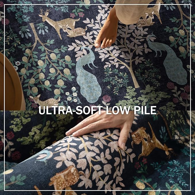 9x12 Area Rugs for Living Room: Washable Bedroom Rug Vintage Area Rug Stain - Image 4