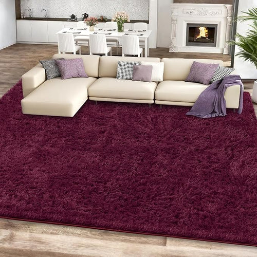 6x9 Burgundy Area Rugs for Living Room, Large Fluffy Shag Rug for Bedroom Kids - Image 2