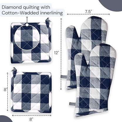 Oven Mitt & Pot Holder Buffalo Plaid Check 100% Cotton Heat Resistant Oven - Image 6