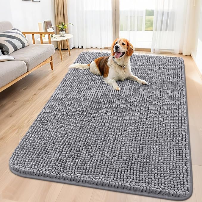 Smiry Dog Door Mat for Muddy Paws 70x32, Absorbent Dirt Trapper, Non-Slip by Smiry