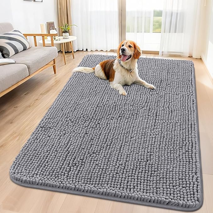 Smiry Dog Door Mat for Muddy Paws 70x35, Absorbent Dirt Trapper, Non-Slip by Smiry