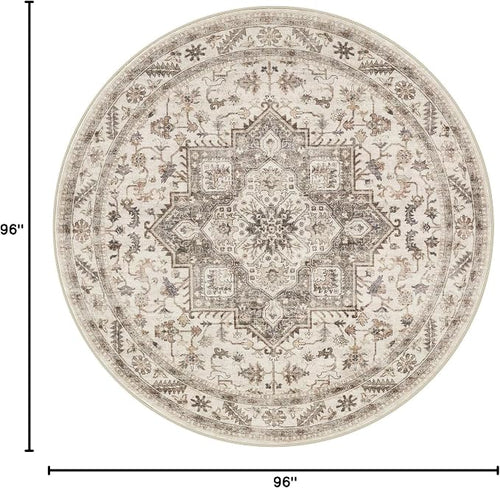 8ft Round Vintage Living Room Area Rug - Image 2