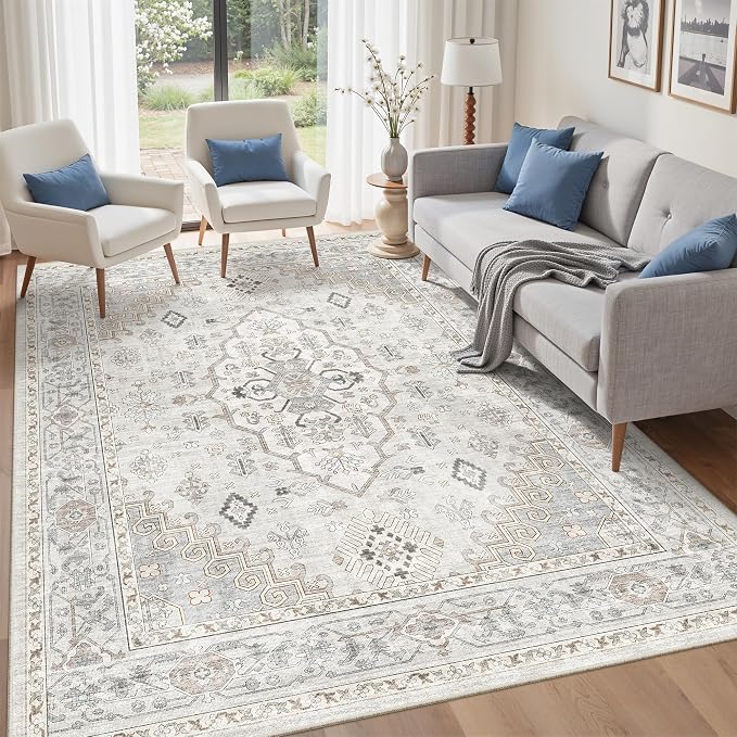 befbee 5x7 Area Rugs for Living Rooms, Stain Resistant Neutral Washable Rugs - Image 7